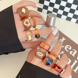 2023 New Transparent Resin Acrylic Rings Set for Women Colourful Geometric Square Round heart Rings for Girls Finger Jewelry