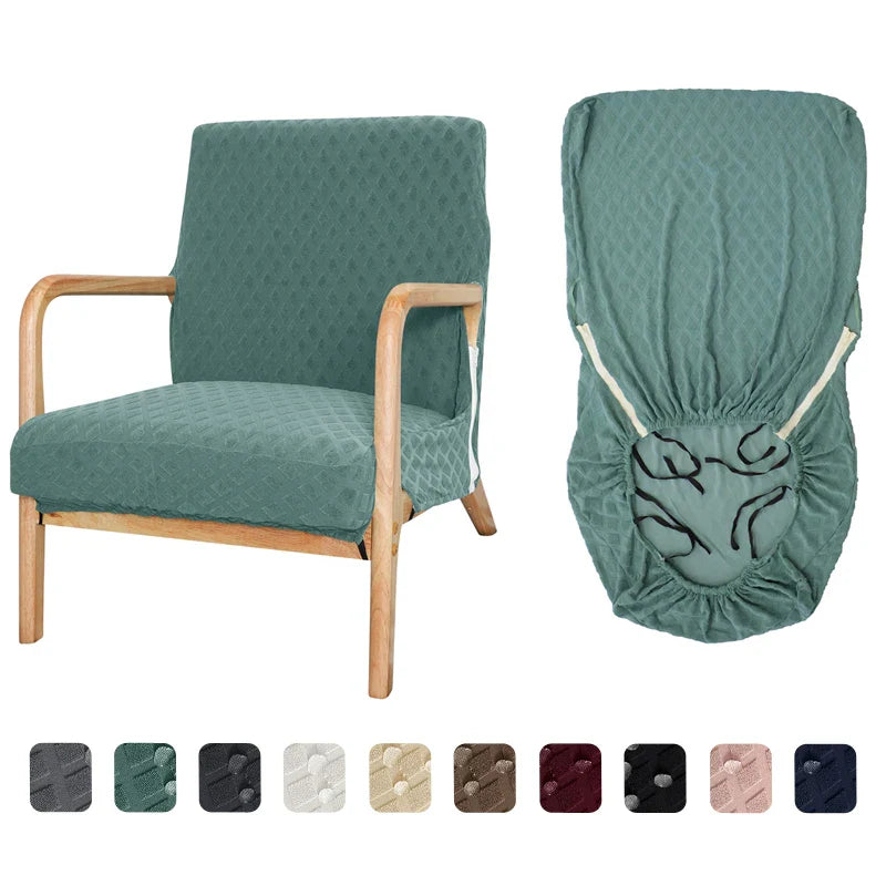 jacquard waterproof armrest chair cover wooden chair slipcover elastic chair protector for pets washable  (only cover, no seat)