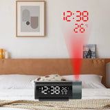 LED Digital Alarm Clock 180° Rotation Electronic Table Projector Watch Time Projection Bedroom Bedside Automatic Backlight Clock