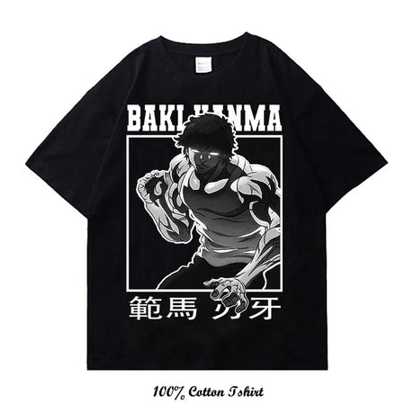 Grappler Baki kyokudai taikai Graphic Print T Shirt Harajuku Vintage Short Sleeve Plus Size Cotton Crew Neck T Shirt Women Men