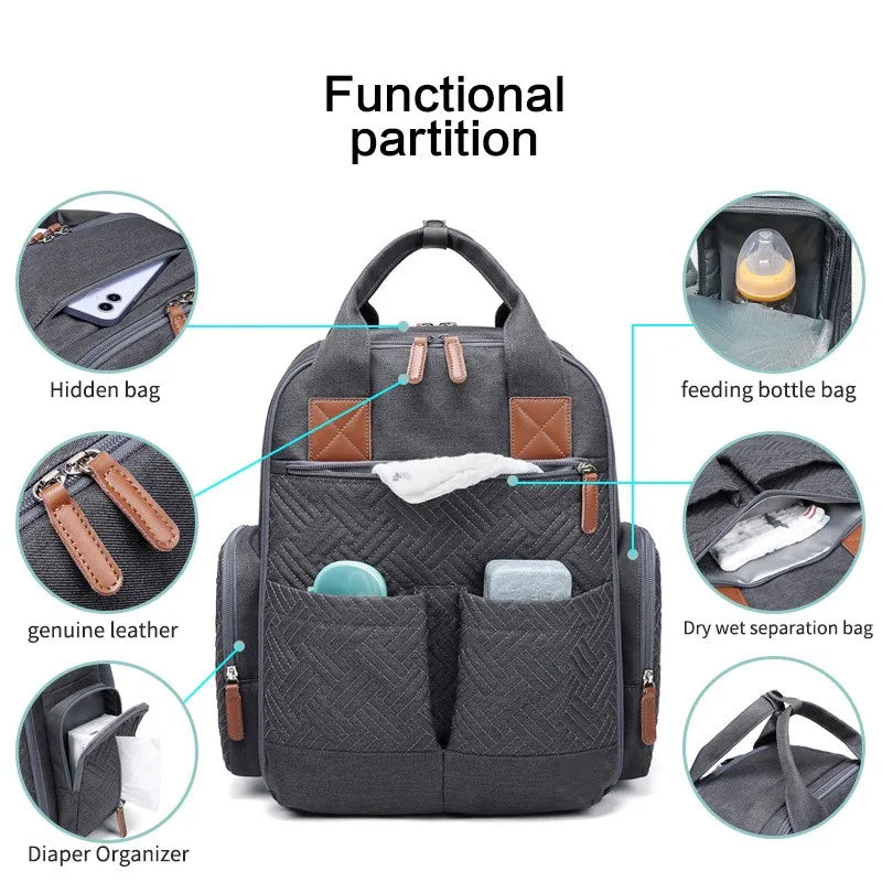 Diaper Bag Backpack Baby Essentials Travel Bag Multifunctional Waterproof Diaper Bag Baby Carrier and Pacifier Case