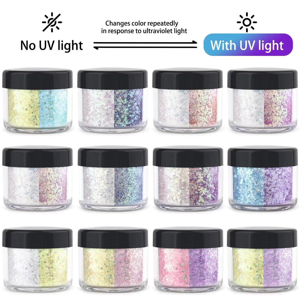 10g/Bottle UV Light Sensitive Changing Color Nail Art Glitter Powder Laser Nail Sequins DIY Jewelry Making Accessories