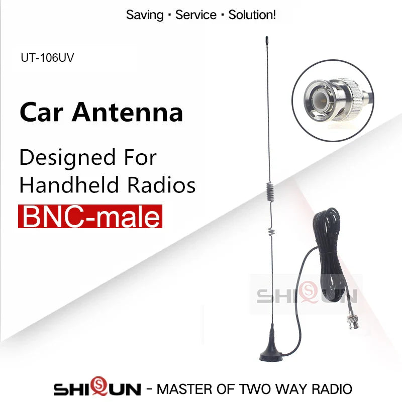 UT-106UV Radio Car Antenna BNC Magnetic Aerial Dual Band UHF VHF 400-520 Mhz 136-174 Mhz Walkie Talkie Accessories Motorola 4400