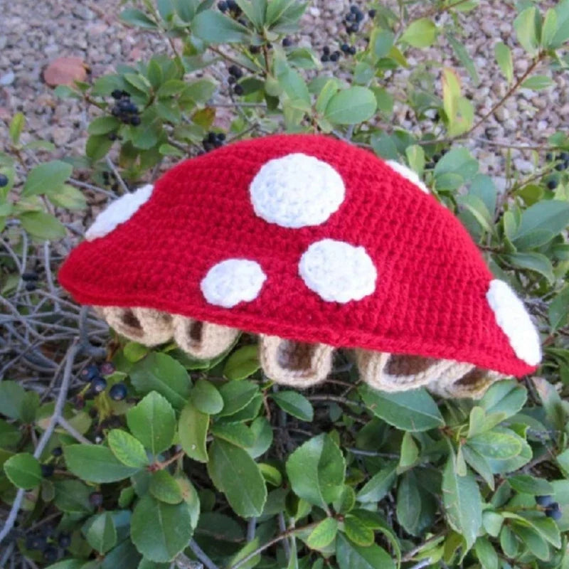 Fun Slouchy Mushroom Costume Hats Halloween Gift Warm Soft Crocheted Hat