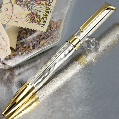 MBS Luxury Christmas Gift Ballpoint Pen Metal Grid Stationery Office School Supplies Writing Smooth With Box Pack