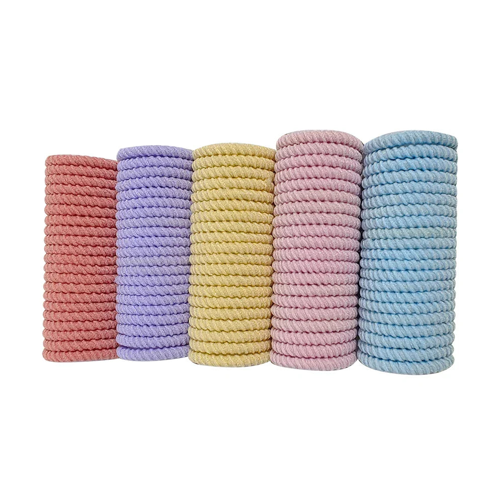 [100 Packs] Baby Rubber Band Does Not Hurt The Hair Small Thumb Ring High Elastic Thread Toddler Seamless Scrunchies Set