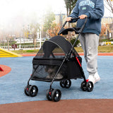 Pet Products Dog Cat Carrying And Strollers Folding Pet Cart Carrier With Wheels Puppy Conveyors Trolley Car For Small Animals