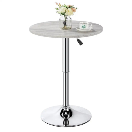 Height Adjustable Pub Round Table 360° Swivel for Bistro Café Home Bar, Gray