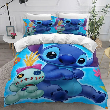 Cute 3d Stitch Printed Bedding Set Children Disney Cartoon Duvet Cover Pillowcases Twin Full Queen King Comforter Cover Set Gift