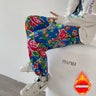 Northeast Flower Printed Thickened Cotton-padded Jacket Couple Chinese Style Causal Loose High Street Parkas Pants Suit