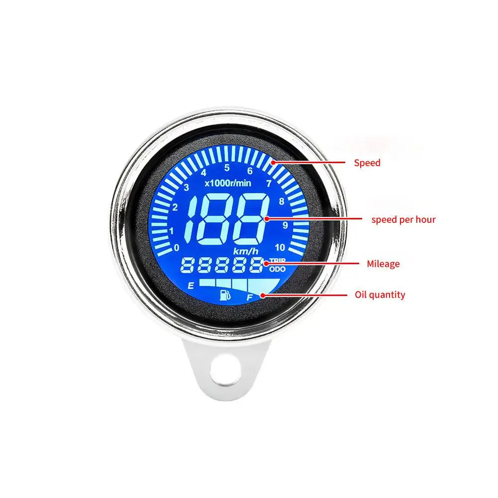 Motorcycle LCD Digital Meter Multi‑Functional Odometer Speedometer Tachometer RPM Fuel Level Gauge MPH H Dropshipping