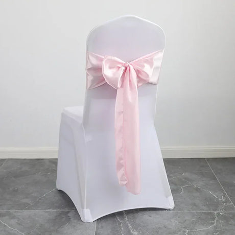 50PCS 17x275cm Rose Gold Satin Chair Sashes Bows Chair Cover Ribbons for Wedding Banquet Party Baby Shower Event Decorations