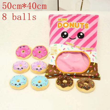 New Kawaii Animal Balls Pudding Candy Bag Pillow Plush Stuffed Mini Doll of Donut Boba Milk Tea Bat Newt Cat Nap Plushie