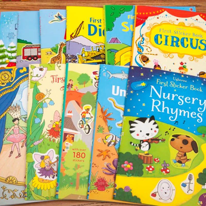 A4 size Children Preschool Montessori Cartoon Sticker books Kids English Story Book with Stickers Learning for Kindergarten Gift