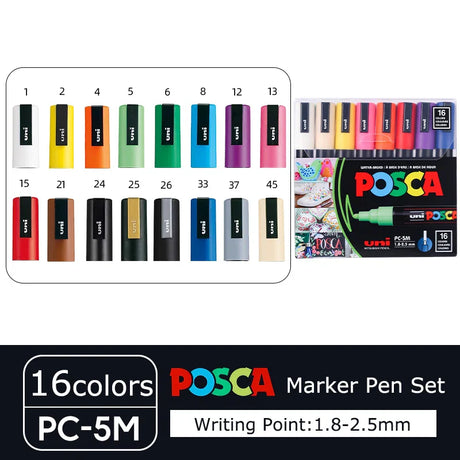 Uni 1PCS Plumones Colores Posca PC-5M Marcadores School Acrylic Paint Markers 예술용품 Rotuladores Rock Painting Marking Art Pens