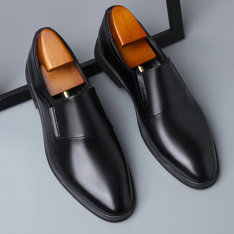 New Fashion Dress Men's Shoes Pointed Toe Leather Men Casual Formal Loafers Business Wedding Oxfords Shoes Zapatillas De Hombre