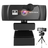 1K/2K/4K/8K Webcam with Mic & Privacy Cover &Tripod for PC Laptop USB Autofocus Computer Camera for YouTube