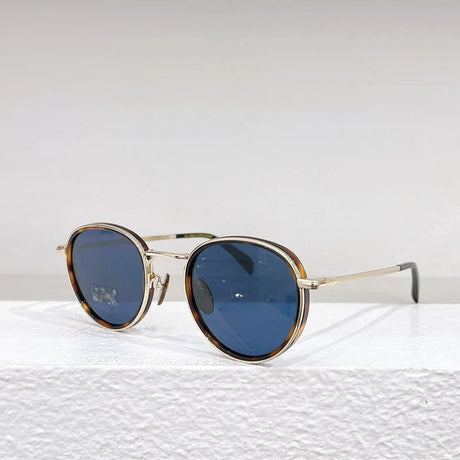 Classical High Street Round Gold Sunglasses 2024 Trend for Men INS Hot Style Titanium Solar Glasses Men Shades