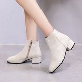 Women's Winter Boots 2023 New Suede Dress Women Warm Boots Fashion Mid-Heel Wool Warm Women's Ankle Boots