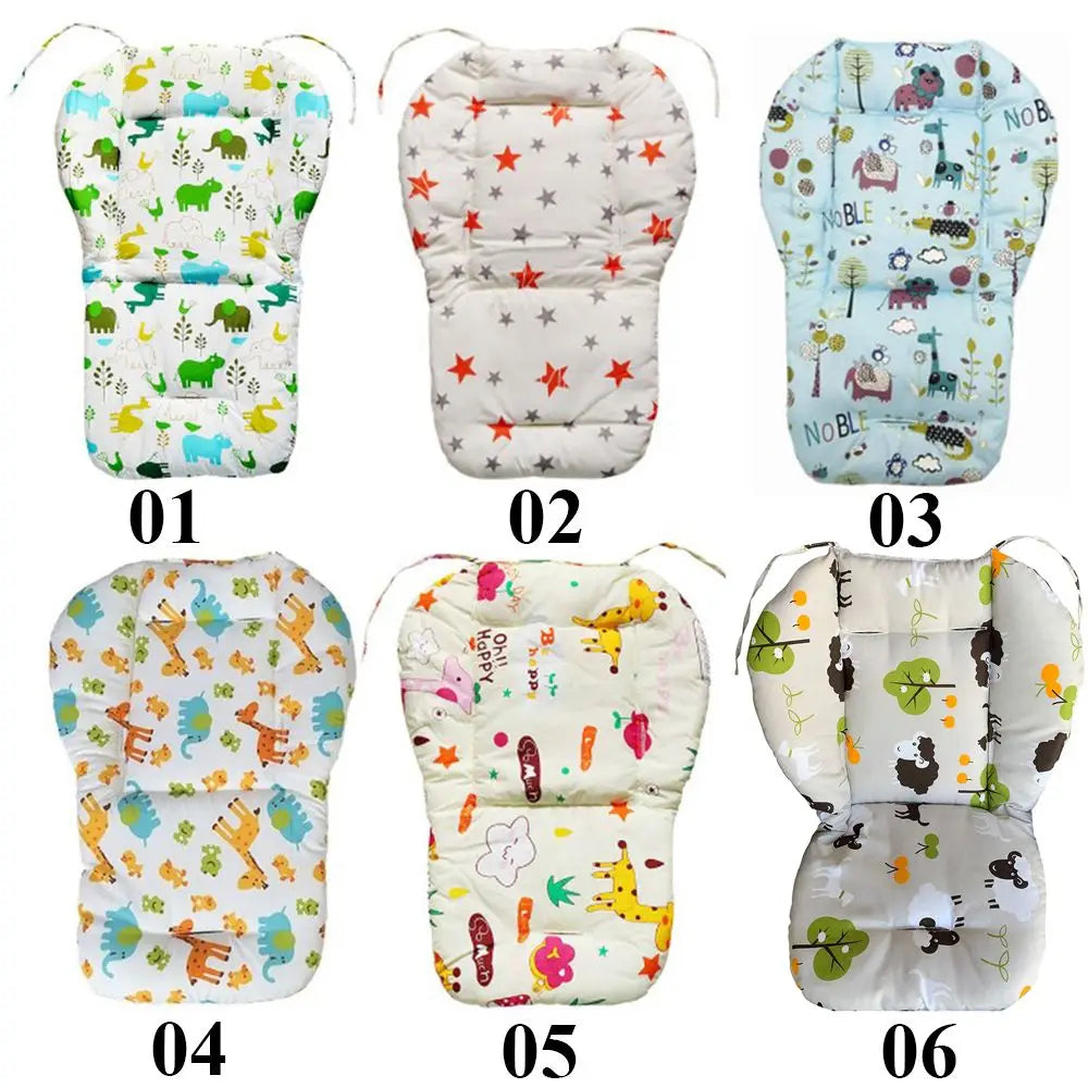 Portable Cartoon Baby Stroller Mat Warm Cotton Thick Feeding Chair Mat Kids Highchair Soft Cushion Stroller Accessories