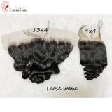 Loose Wave Frontal 13x4 Swiss Lace Frontal Ear to Ear Human Hair Extensions Loose Wave Closure 100% Human Hair Natural Black