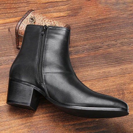 Size 40~46 Men Heightened Shoes Fashion Men high-heeled Boots Leather Chelsea Ankle Boots  #G18