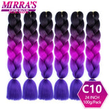 24inch Jumbo Braids Synthetic Hair For Box Braid Ombre Braiding Hair Extensions Three Tone Black Brown Blue Pink Mirra’s Mirror