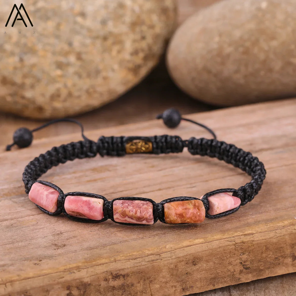 Natural Black Tourmaline Nugget Beads Knotted Handmade Woven Bracelet Women Stone Beads Braid Bracelet Adjustable N0456AMI