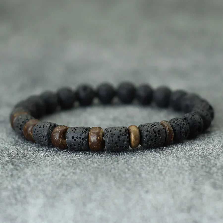 2024 New Natural Volcanic Rock Bracelet For Men Meditation Coconut Bead Braslet Leisure Accessories Gifts For Boyfriend Pulseria