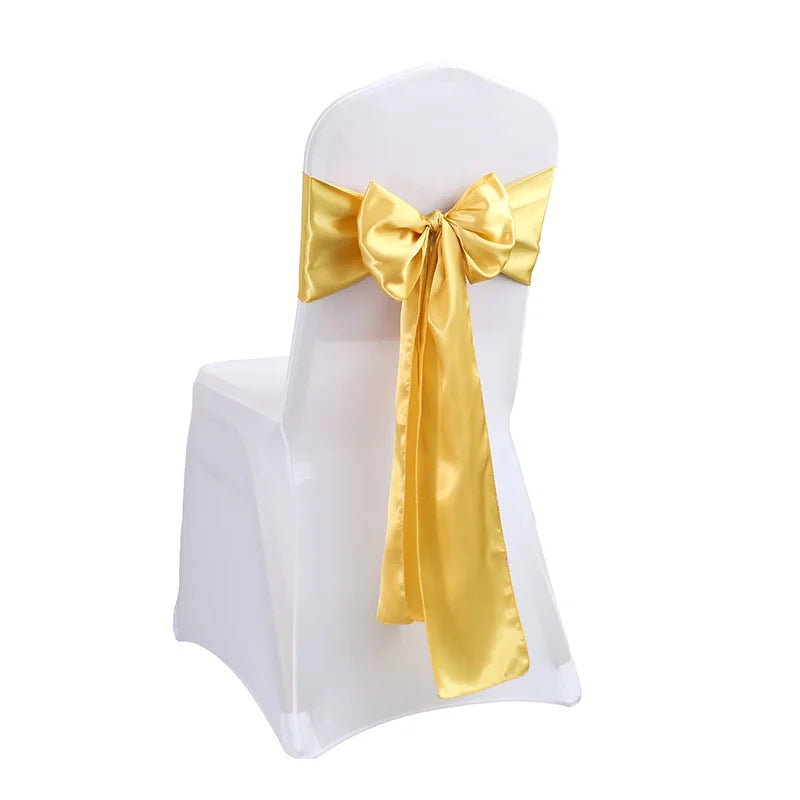 10PCS 17x275cm Sage Green Satin Chair Sashes Bows Chair Cover Ribbons for Wedding Banquet Party Baby Shower Event Decorations