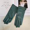 New women's leather color gloves sheepskin classic straight style knitted lining spring driving mittens autumn