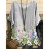 2023 New Round Collar Flower Printing Top Retro Pullover Summer Loose Short Sleeves Plus Size Tee Shirt Fashion T-Shirt S-6xl