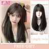 LM Dark Brown Wig Long Wave Wigs for Women Synthetic Hair Wig With Bangs Heat Resistant Party Daily Natural Use