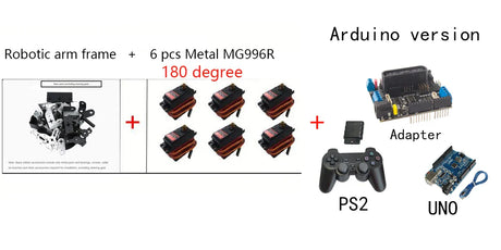 6 DOF Robotic Arm with MG996 180/360 Degree Rotating Base for Arduino Arm Robotics Kit Educational DIY Kits Programmable Robot