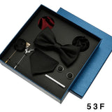 8pcs Luxury Mens Ties Set In Gift Box 100% Silk Neck Tie With Festive Wedding Bowtie Pocket Squares Cufflinks Clip Brooches Suit