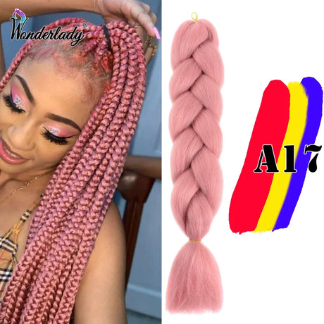 WonderLady 255 Color Long Colored Braiding Hair Jumbo Braids DIY Hairstyle Ombre Synthetic Hair Extensions For Women Braiding