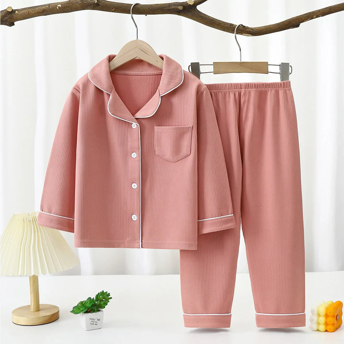 2023 Autumn Winter Children Pajama Sets Solid Color Sleepwear for Kids 1-16years Teen Pijamas Boys Girls Loungewear Baby Clothes