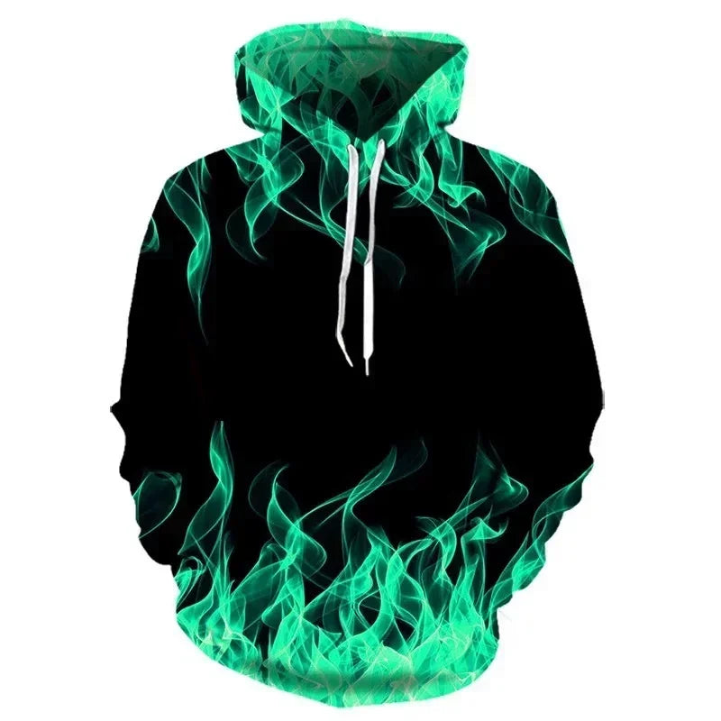 Funny 3D Flame Print Hoodies For Men Fashion Trend Harajuku Streetwear Autumn New in Sweatshirts Oversized Pullover y2k Clothes