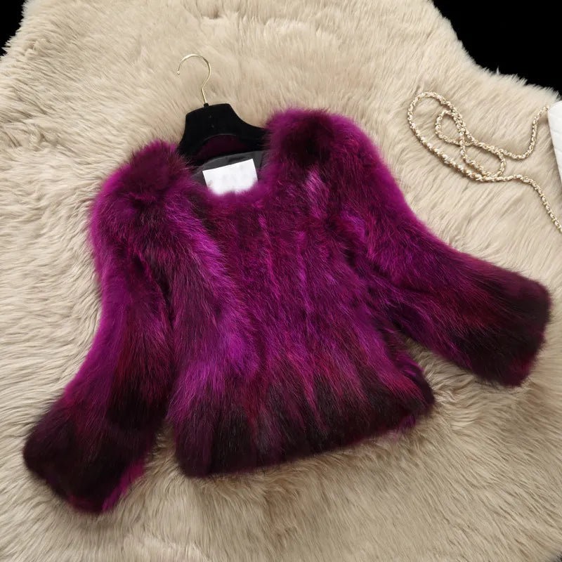 Fur coat New natural raccoon fur coat women's short slim leather coat jacket fall/winter 2022 Fashion Winter Warm Women Coat