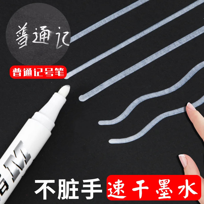 White Marker Pen No Fading Waterproof Oiliness Big Headed Pen Tire Markings Fine Arts Painting Quick Drying Large Size