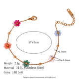 Handmade Colorful Beads Flower Charm Y2K Jewelry Set Girls Ladies Summer Beach Accessories Belly Waist Chain Necklace Bracelets