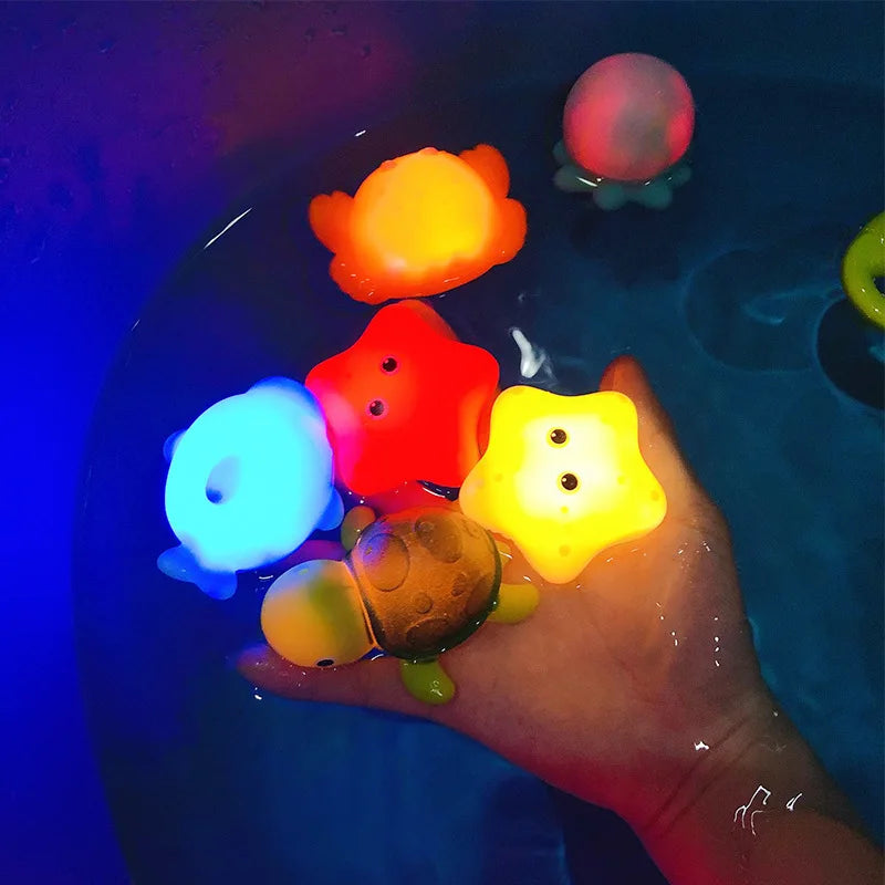 Children's bath toys Induction water play light-up animal bathroom toys light net fishing turtle coax baby