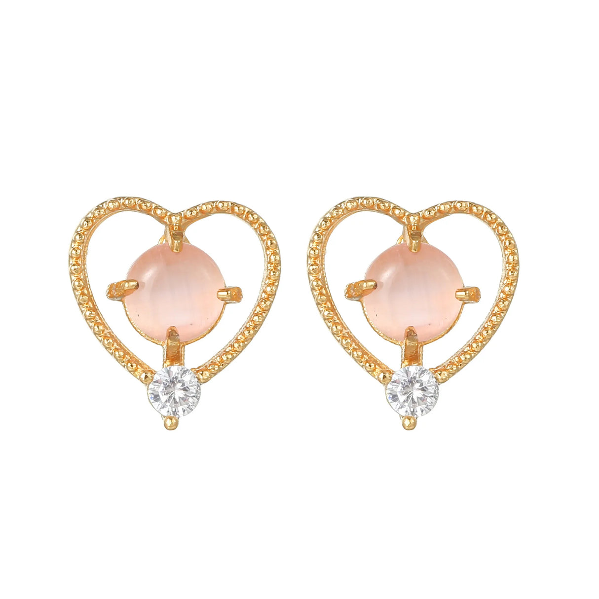 New Ins Pink Heart Zircon Stud Earring For Women Cute Gold-plated Star Zircon Geometric Earrings Fashion Aesthetic Jewelry Gift