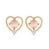 New Ins Pink Heart Zircon Stud Earring For Women Cute Gold-plated Star Zircon Geometric Earrings Fashion Aesthetic Jewelry Gift