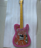 Custom Electric Guitar with 22 Fret, Blue and Pink Amoeba Pattern, Mahogany Body, Maple Neck Guitar, Real Photos