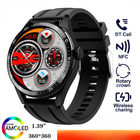 2024 New GT5 Bluetooth Headset 2-in-1 Men's Smart Watch AMOLED Screen Health Detection Step Meter Sports Smart Watch NFC