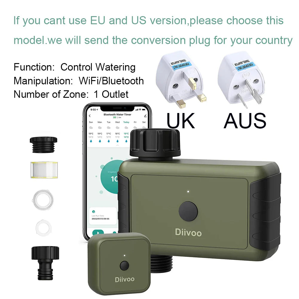 Diivoo 1/2/3 Zone Garden Watering Timer Wifi Automatic Drip Irrigation Controller Water Valve Garden Automatic Watering System