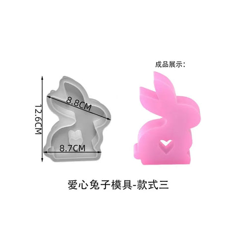 DIY Cement Gypsum Aromatherapy Silicone Mold Easter Love Rabbit Candle Mold Epoxy Resin Ornaments Mold Home Decoration