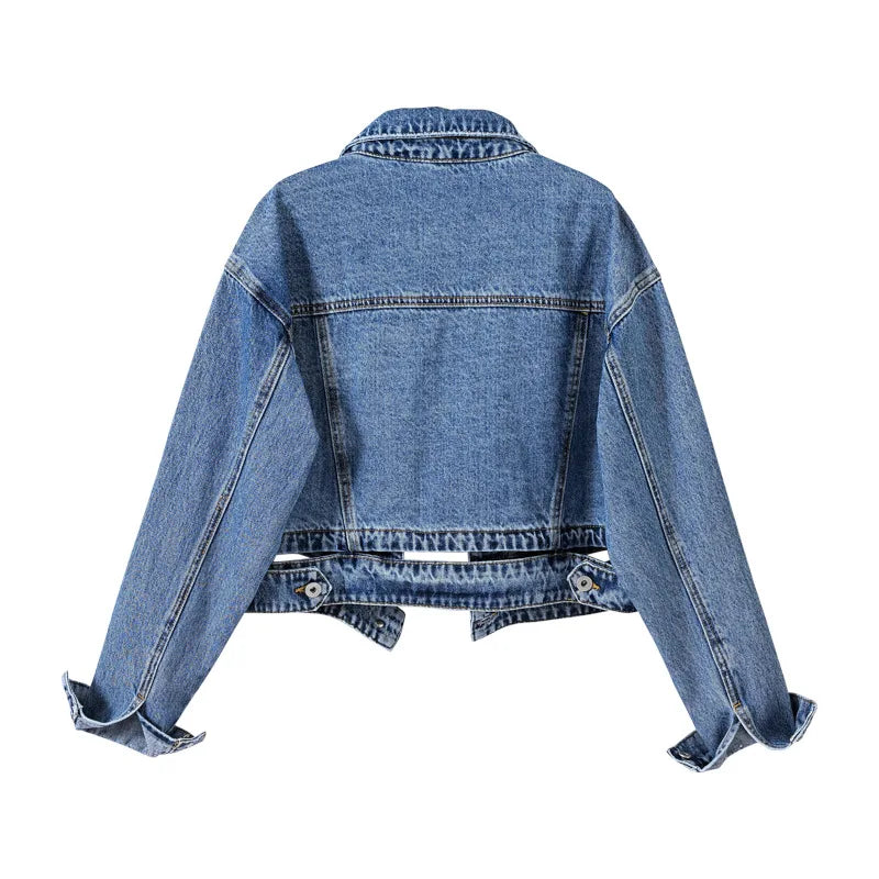 Spring Autumn Women Denim Jacket Casual Long Sleeve Coat Button Up Jackets Streetwear Outerwear Jeans Jackets