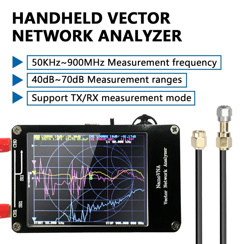 Nano-VNA Vector Network Analyzer 50KHz-900MHz Standing Waves Shortwave MF HF VHF UHF Antenna Analyzer Digital Nano VNA Tester